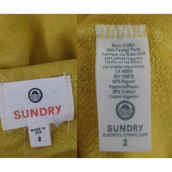 Sundry Women Size M Yellow White Stars Pullon Sweatpant Crew Neck Top Set Lounge - Picture 4 of 15